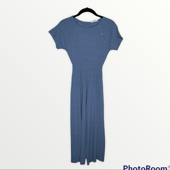 ZARA KIDS Blue Ribbed Short Sleeve Jumpsuit, Size 10 - Picture 5 of 8